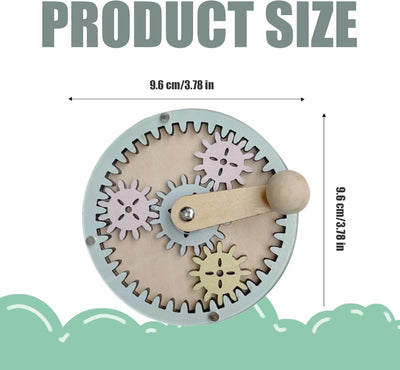 Kids Busy Board Wooden Gear Toy for 2-3 Year Old Children Gear Toy with Manual Crank