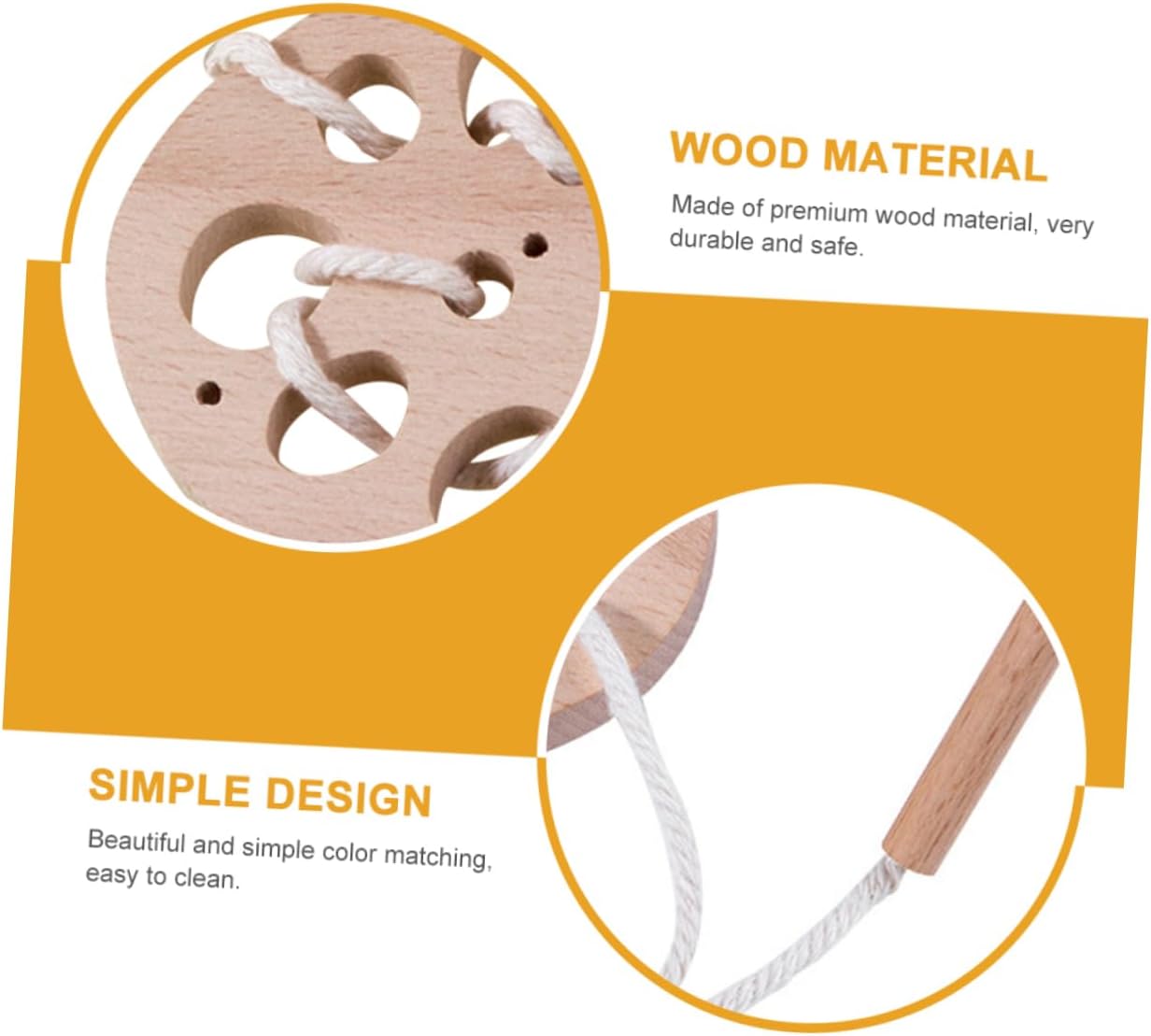 Juguetes de madera de loto con cuerda para que los niños aprendan la coordinación mano-ojo, juego de ensartar para niños