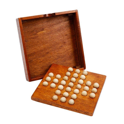 Fidtoy Juego de Solitario con Cuentas de Madera – Rompecabezas y Juego de Lógica para Niños