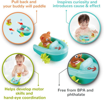 Fidtoy Bateau de Bain Rétrofriction Ours en Peluche pour Tout-Petits Jeu d'Eau