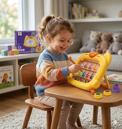 Fidtoy Puppy Drawing Slate and Magnetic Number Color Maze Game 2-in-1 Learning Board for Kids Ages 2-6