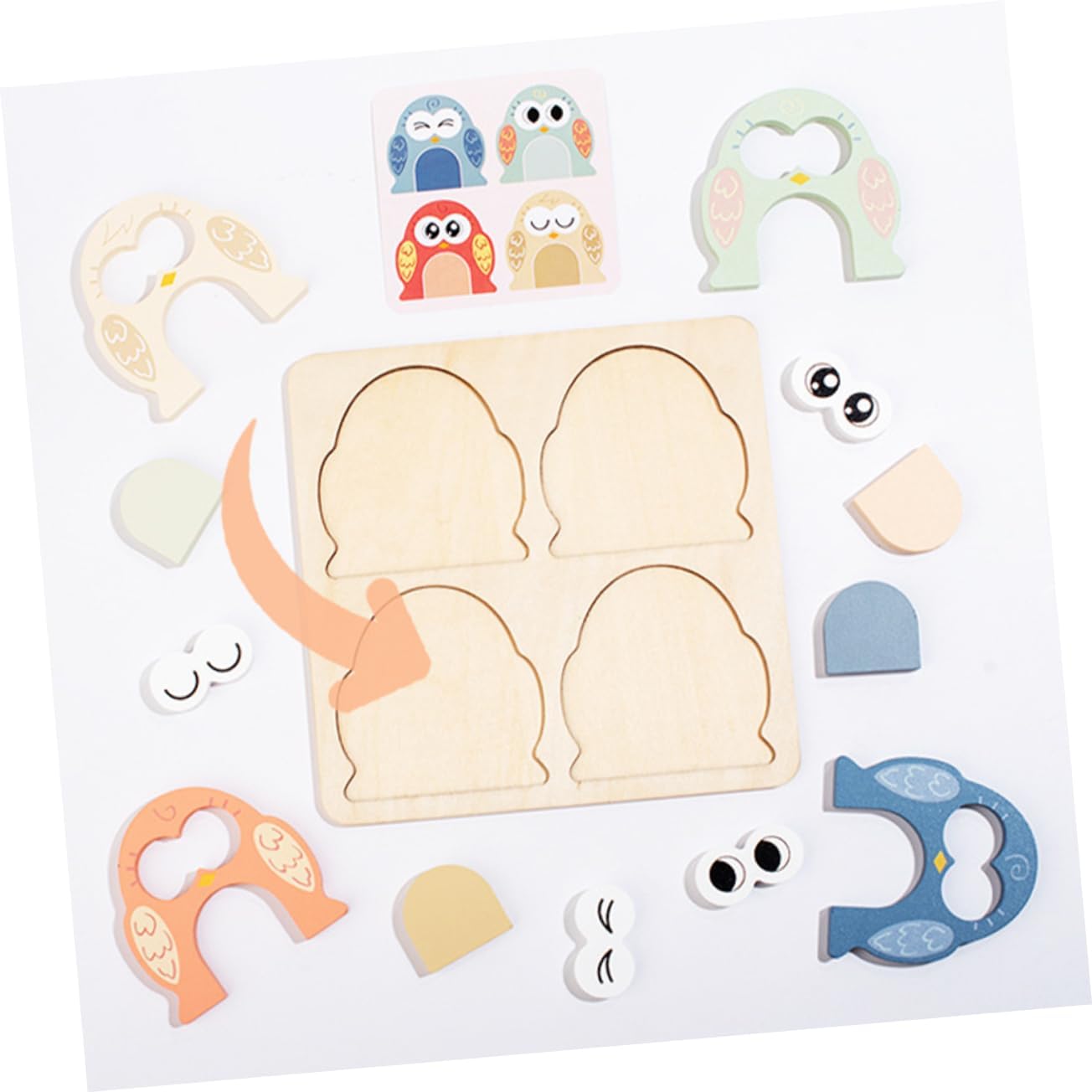 Fidtoy Animal Expression Puzzle Montessori Wooden Matching Puzzle Toy for Kids Emotional Learning Face Matching Fine Motor Skills Educational Gift