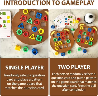 Fidtoy Jeu de société en bois pour enfants avec reconnaissance des couleurs et des formes