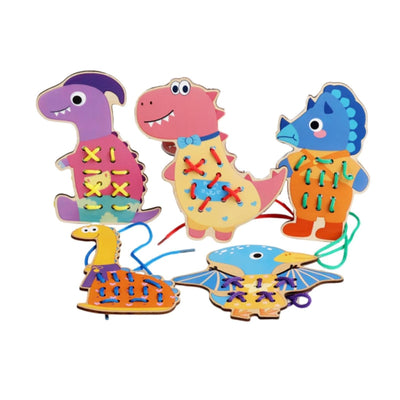 Tarjetas de ensartar para preescolares y niños Juguetes para habilidades motrices Tarjetas de costura de madera Estilo B