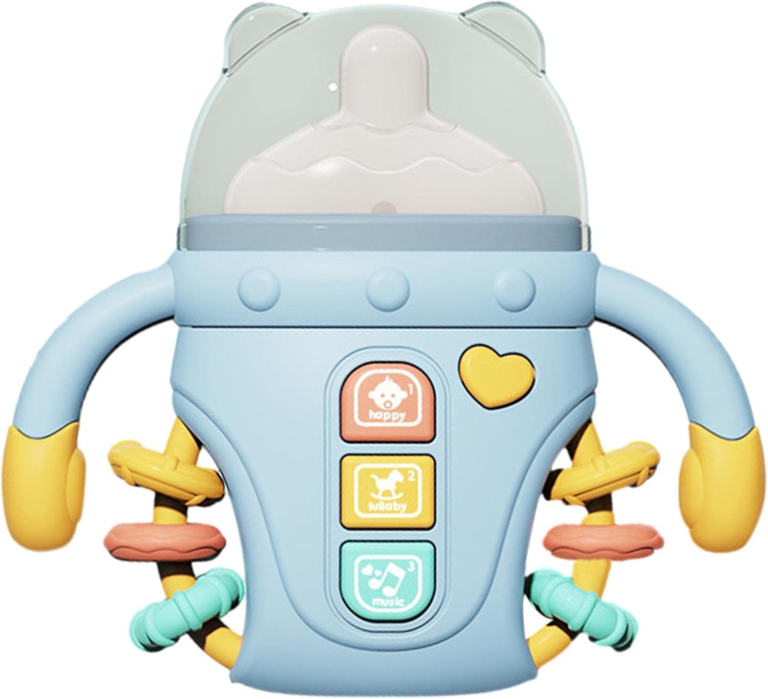 Fidtoy Biberon sensoriel bébé réconfortant avec lumières, musique et anneau de dentition | Jouet d'apprentissage apaisant pour bébés de 6 à 24 mois