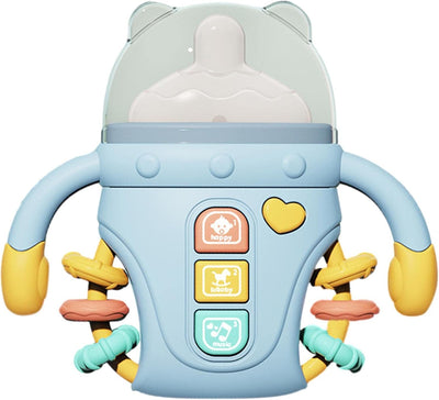 Fidtoy Biberon sensoriel bébé réconfortant avec lumières, musique et anneau de dentition | Jouet d'apprentissage apaisant pour bébés de 6 à 24 mois
