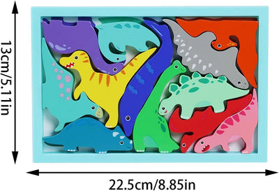 Fidtoy 3D Assembling Dinosaur Puzzle Board Random Design, Wooden Prehistoric Animal Puzzle, Fine Motor Spatial Reasoning Toy Ages 2-6