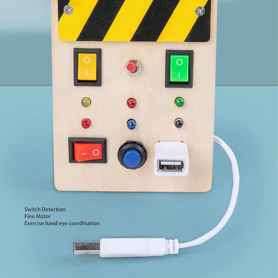 idtoy Tablero de Actividades LED Montessori para Niños Pequeños, Juguete Sensorial de Interruptores de Luz con Cables y Botones para Habilidades Motoras Finas, Juguete Silencioso de Viaje, Regalo