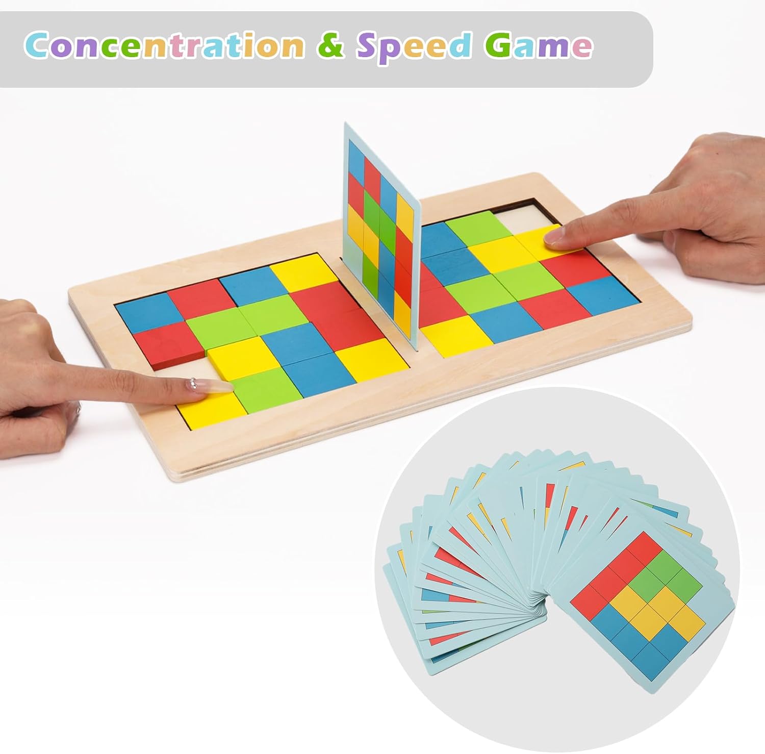 Jeu de combat Fidtoy avec Cube Rubik Coloré pour 2 joueurs, Puzzle en bois à motifs assortis