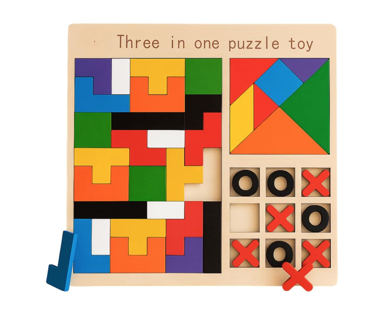 Pizarra 3 en 1 de madera para lluvia de ideas, Tetris y aprendizaje de números - 501