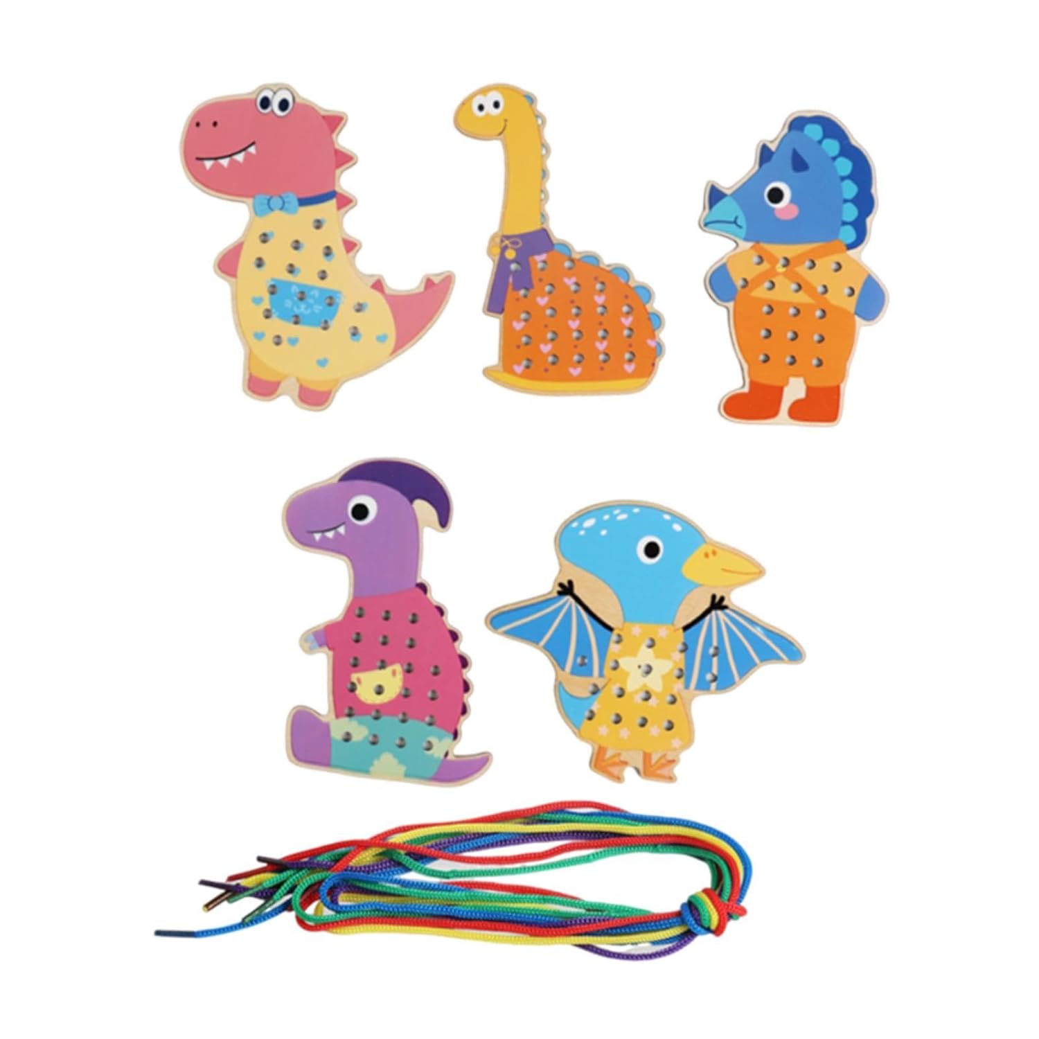 Tarjetas de ensartar para preescolares y niños Juguetes para habilidades motrices Tarjetas de costura de madera Estilo B