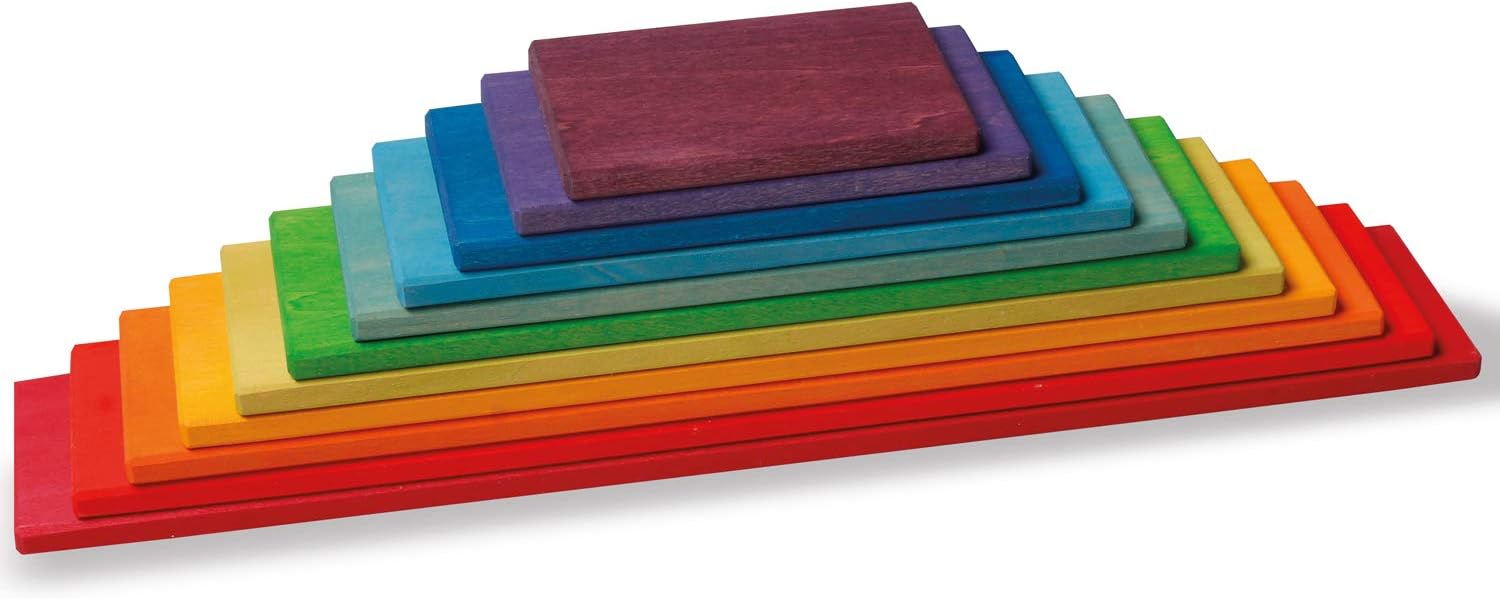 Fidtoy Jouet de construction en bois, rectangulaire, arc-en-ciel, ouvert, 3 ans et +