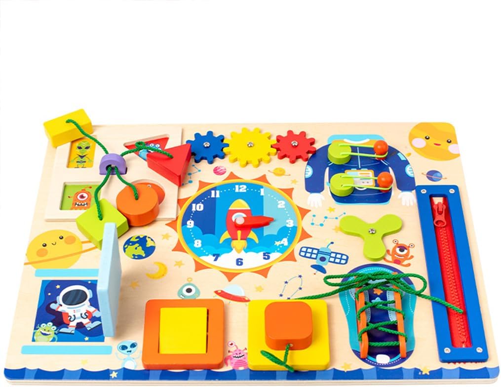Libro Sensorial Montessori Fidtoy para Bebés, Tablero de Actividades Sensoriales con Cremalleras, Hebillas, Botones, Juguete de Aprendizaje, Habilidades Motoras Finas, Juguete Silencioso de Viaje, Regalo