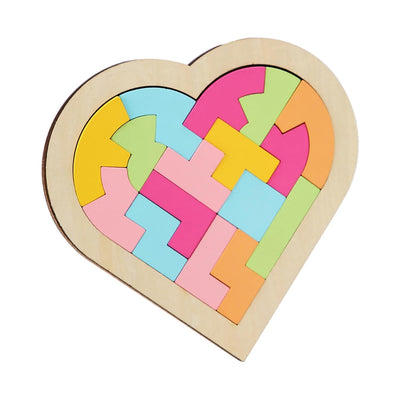 Fidtoy Tangram Cœur Coloré – Puzzle en Bois Montessori pour Tout-petits et Enfants d'âge Préscolaire
