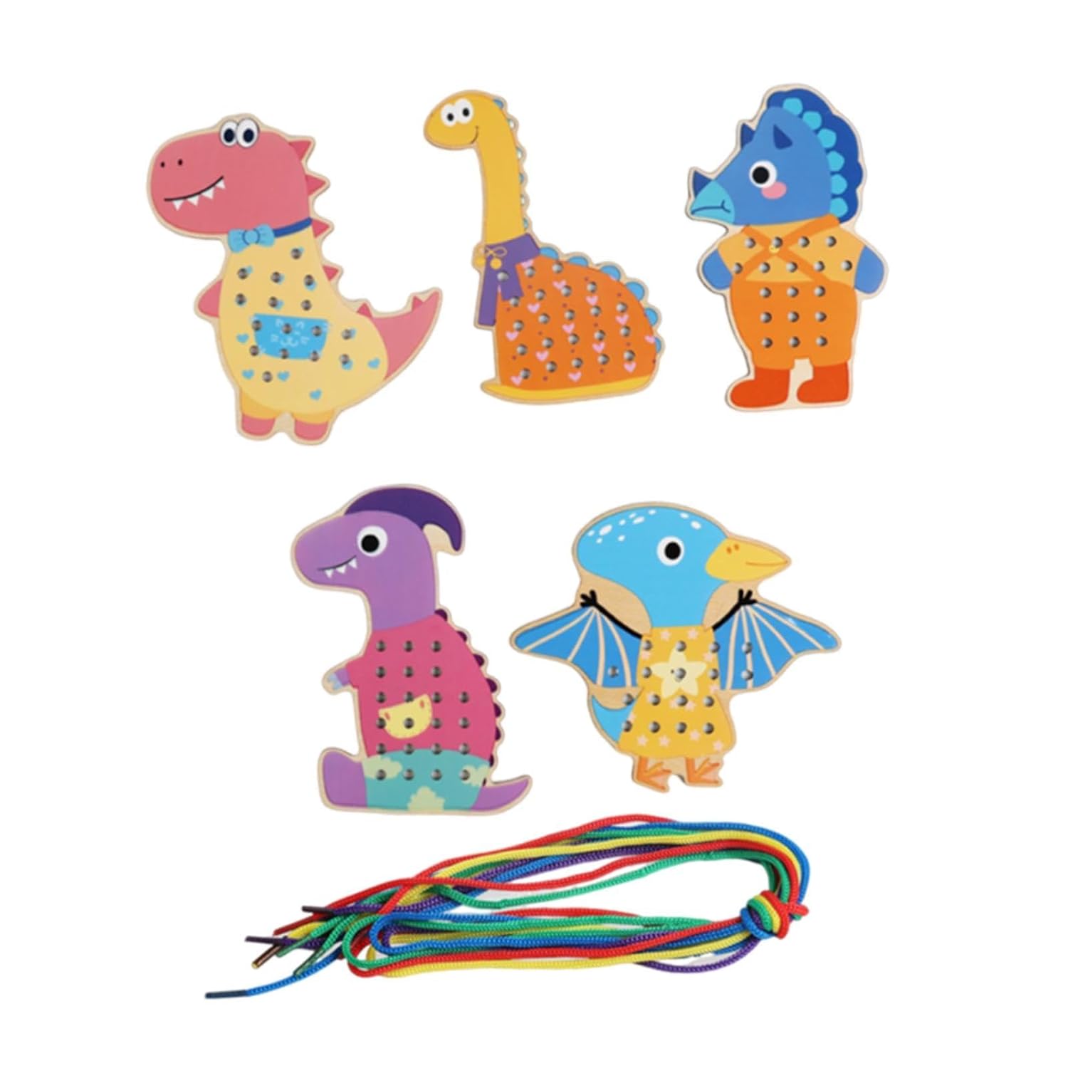 Tarjetas de ensartar para preescolares y niños Juguetes para habilidades motrices Tarjetas de costura de madera Estilo B