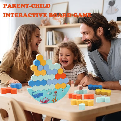 Juego de mesa Fidtoy de bloques de madera apilables con dados