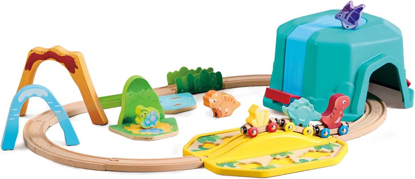 Fidtoy Coffret Train Dinosaure en Bois avec Sons