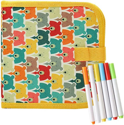 Fidtoy Livre de Dessin Réutilisable pour Enfants – Cahier de Gribouillage Effaçable avec Marqueurs Lavables, Tablette de Dessin Portable pour Voyage, Thème Dinosaure et Pratique d'Écriture Créative