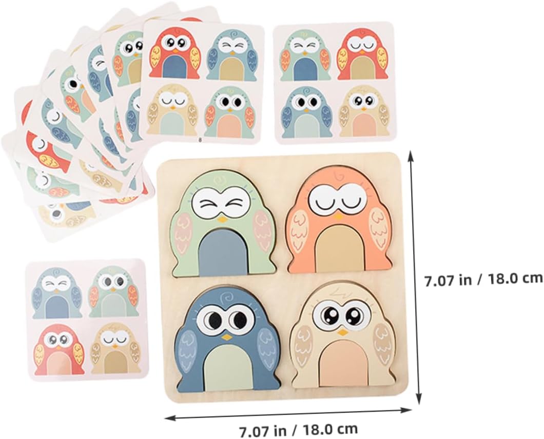 Fidtoy Animal Expression Puzzle Montessori Wooden Matching Puzzle Toy for Kids Emotional Learning Face Matching Fine Motor Skills Educational Gift