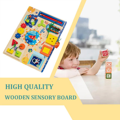Libro Sensorial Montessori Fidtoy para Bebés, Tablero de Actividades Sensoriales con Cremalleras, Hebillas, Botones, Juguete de Aprendizaje, Habilidades Motoras Finas, Juguete Silencioso de Viaje, Regalo