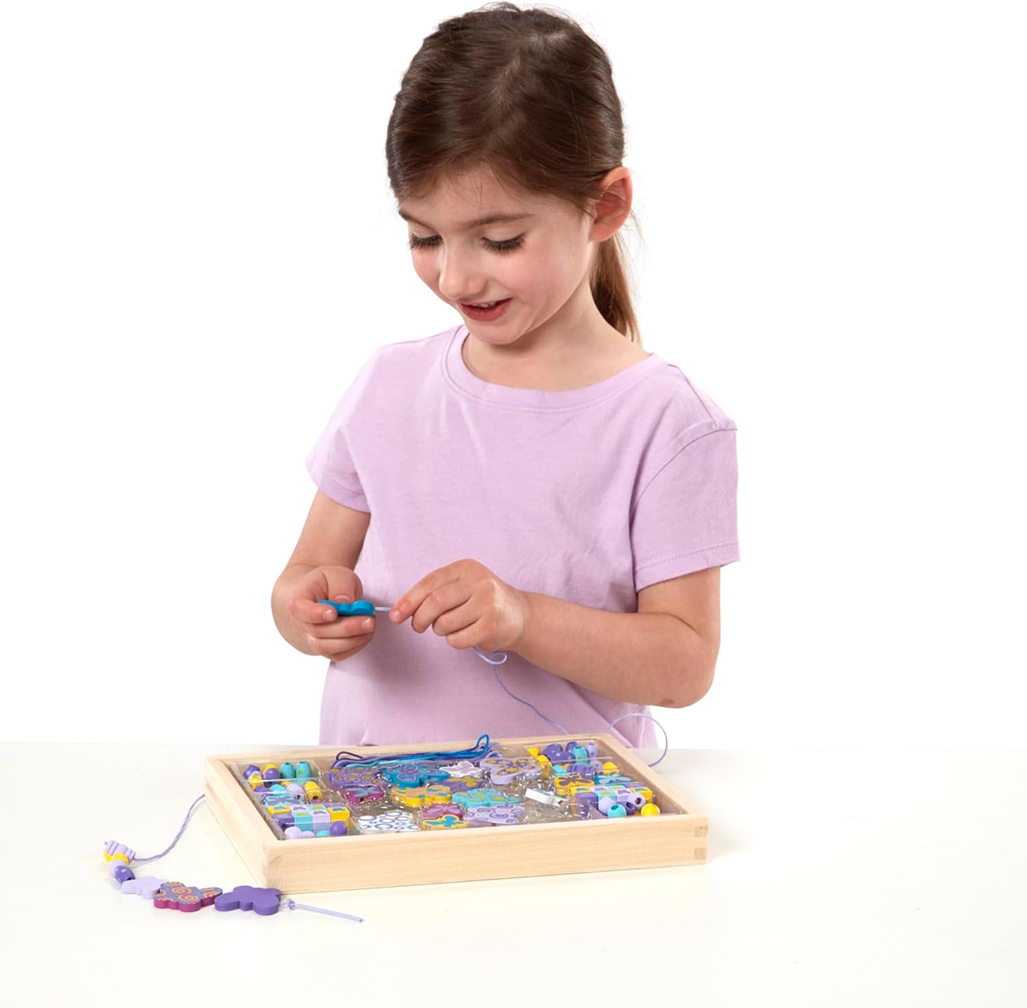 Fidtoy Butterfly Wooden Bead Set for Kids Jewelry Making