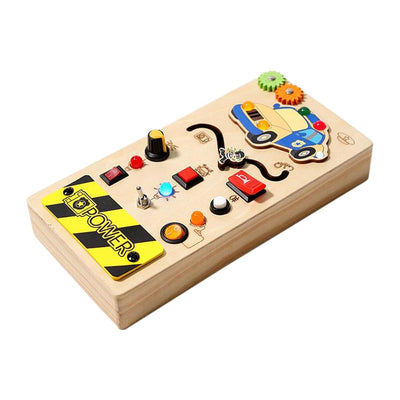 Fidtoy Montessori Busy Board with Light Switch Sensory Toy for Toddlers LED Switch Board Fine Motor Skills Learning Travel Quiet Toy Educational Gift
