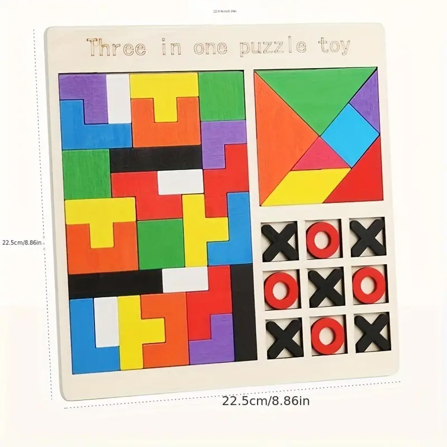 Pizarra 3 en 1 de madera para lluvia de ideas, Tetris y aprendizaje de números - 501