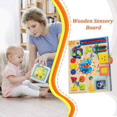 Libro Sensorial Montessori Fidtoy para Bebés, Tablero de Actividades Sensoriales con Cremalleras, Hebillas, Botones, Juguete de Aprendizaje, Habilidades Motoras Finas, Juguete Silencioso de Viaje, Regalo