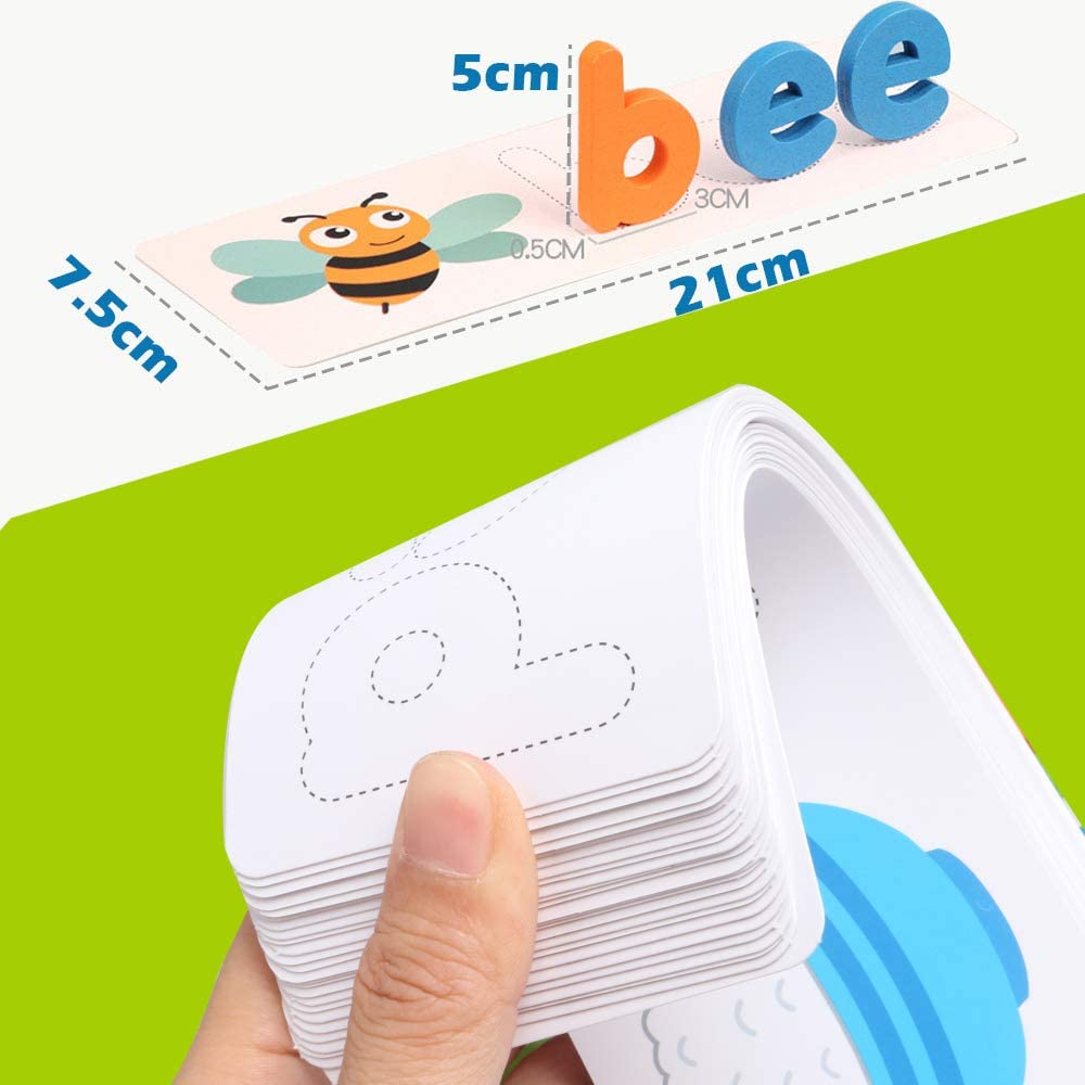 Juego de ortografía con abecedario de madera Fidtoy para el aprendizaje de los niños
