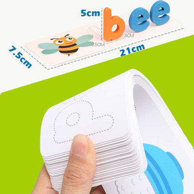 Juego de ortografía con abecedario de madera Fidtoy para el aprendizaje de los niños