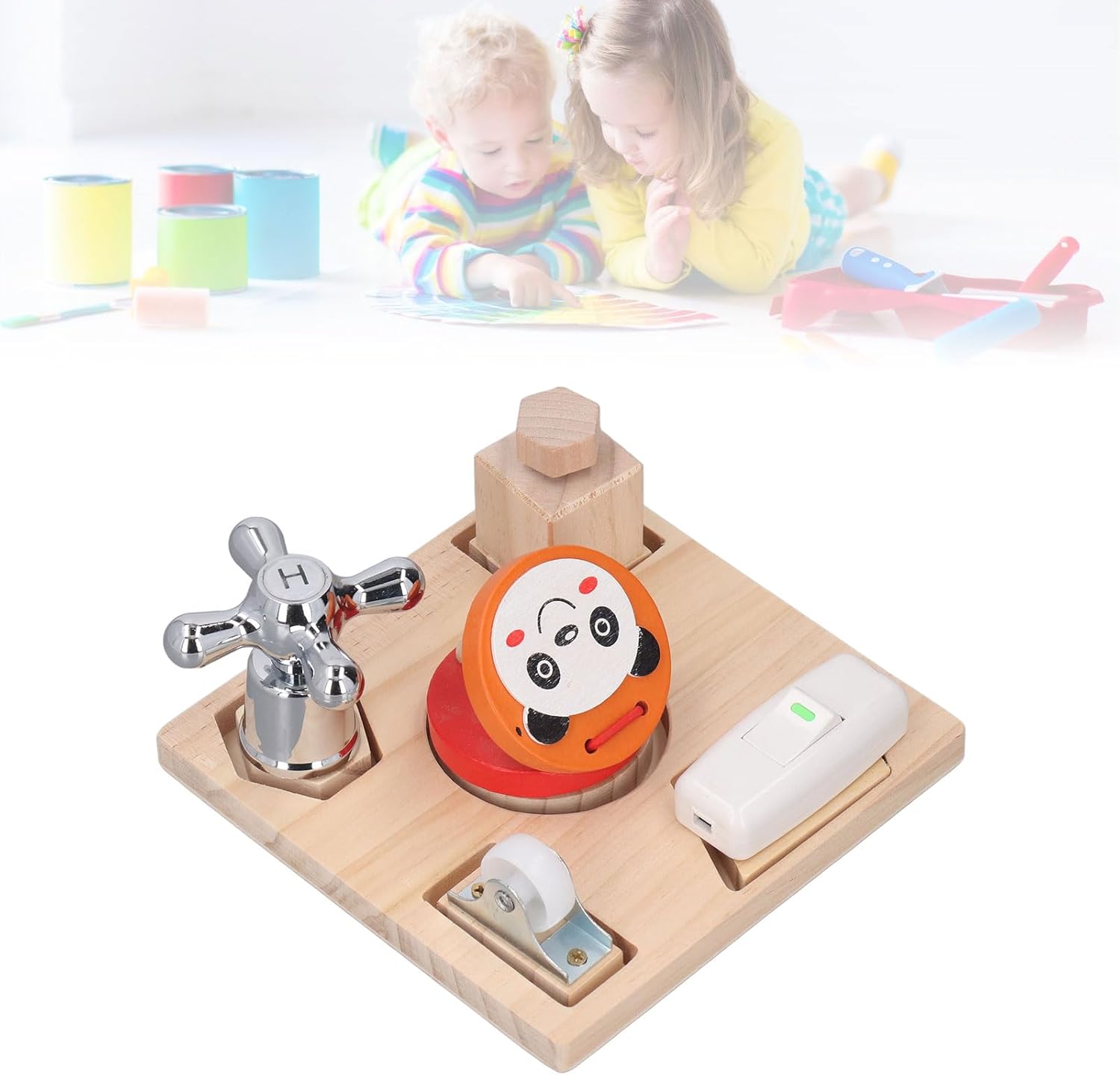 Juguete Montessori Fidtoy Busy Board para niños pequeños, tablero sensorial de madera para emparejar formas, juguete de aprendizaje de habilidades motoras finas, rompecabezas educativo, juguete silencioso de viaje