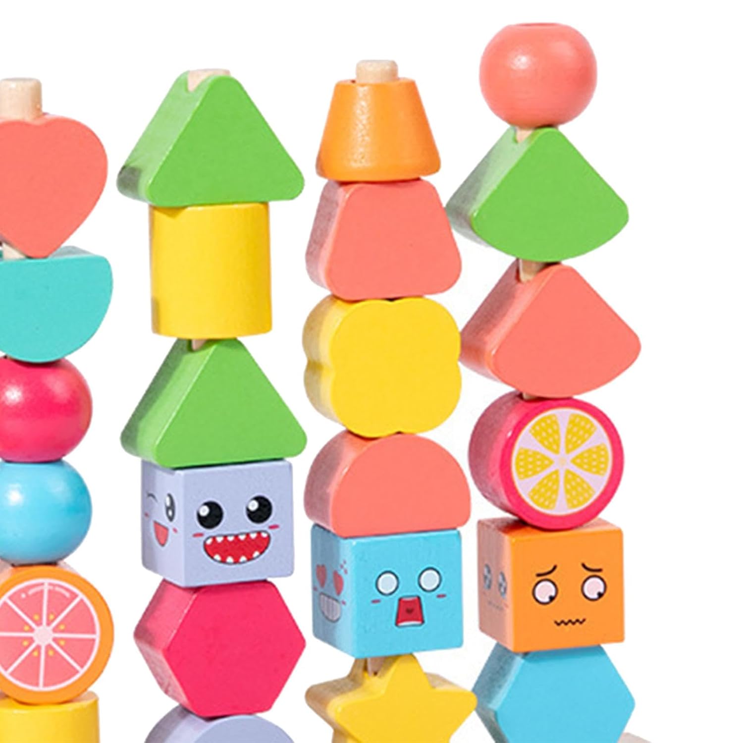 ATORSE™ Juguete apilable de formas a juego y cuentas de encaje para regalo de cumpleaños para niños y bebés | Juguetes para bebé | Juguetes de desarrollo para bebé