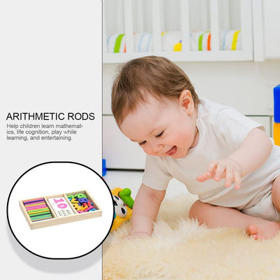 Fidtoy Jouet en bois bâtonnets de comptage mathématiques Montessori Kit d'apprentissage des nombres pour les enfants d'âge préscolaire