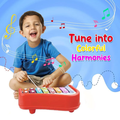 Fidtoy Piano Musical Xylophone 2 en 1 – Jouet Musical Éducatif à 8 Notes pour Tout-Petits