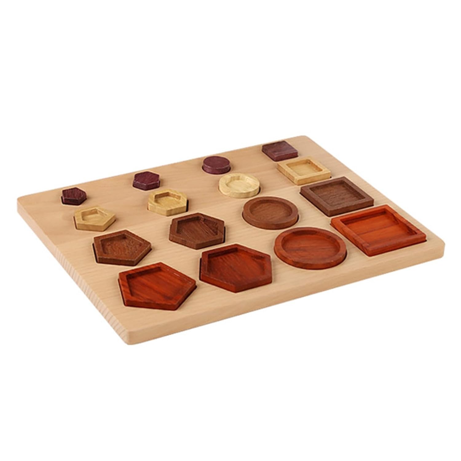 CALANDIS™ Rompecabezas de figuras geométricas de madera Juguetes Montessori para niños y niñas | Juguetes de desarrollo para bebés | Juguetes para bebés
