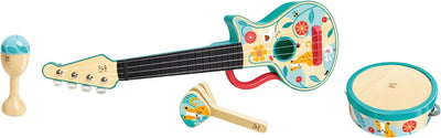Juego de Instrumentos Musicales de Madera Fidtoy Ukelele y Pandereta para Niños