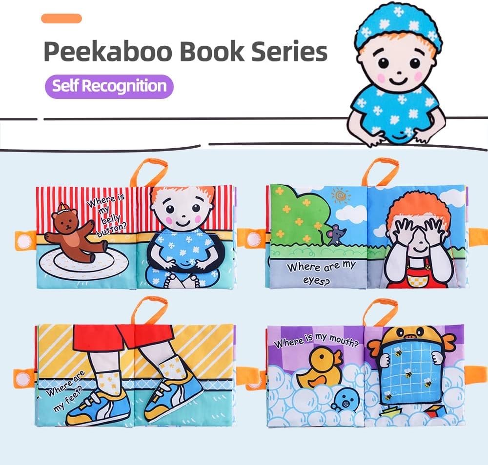 BOOK BOND ¿Dónde está mi ombligo? Libro de tela para bebés y niños pequeños de 0 a 3 años | Páginas arrugadas para juego sensorial | Fácil de transportar | Regalo de primer cumpleaños para bebés niños y niñas