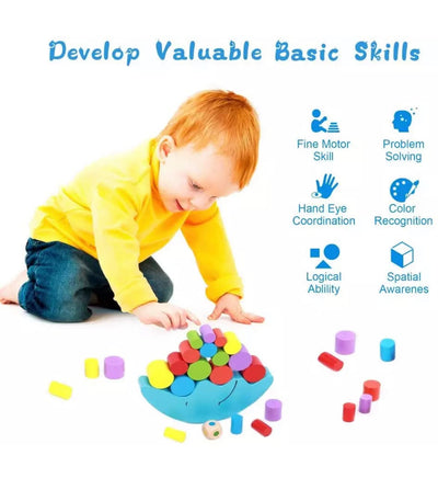 Fidtoy Jeu d'équilibre en bois « Lune » pour enfants – Jouet éducatif Montessori pour l'équilibre – À partir de 3 ans