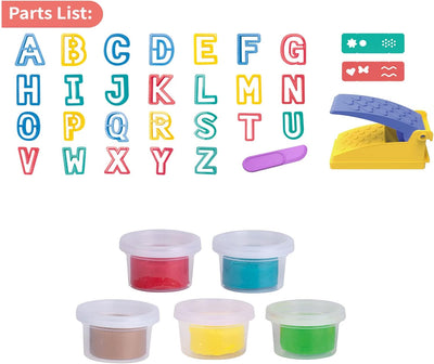 Fidtoy - Kit de Pâte à Modeler Alphabet pour Enfants, Ensemble de Pâte à Modeler Réutilisable avec Moules de Lettres, Jouet d'apprentissage ABC pour les 3 ans et plus