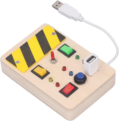 idtoy Tablero de Actividades LED Montessori para Niños Pequeños, Juguete Sensorial de Interruptores de Luz con Cables y Botones para Habilidades Motoras Finas, Juguete Silencioso de Viaje, Regalo