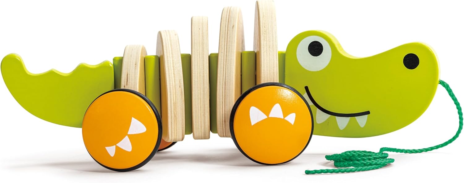 Fidtoy Crocodile à Tirer en Bois, Jouet de Marche pour Tout-Petits