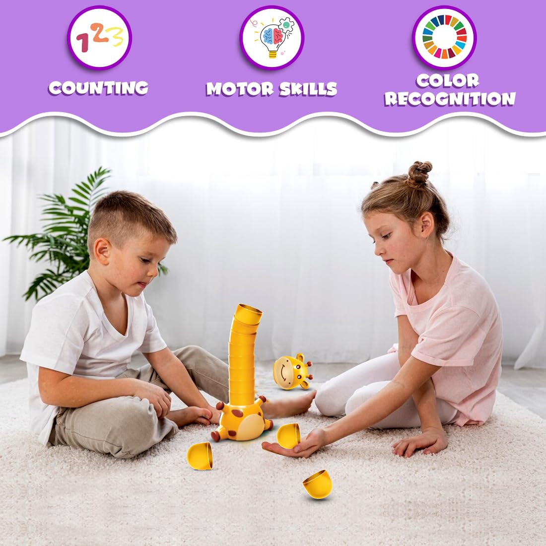 Juego Fidtoy Jirafa Cuello Apilamiento Animal Stack Attack para Niños