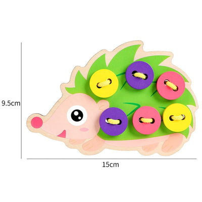 LOOM TREE® 2xJuguetes de Madera para Bebés con Cordones y Enhebrado, Botones para Coser, Ayudas Montessori para Niños