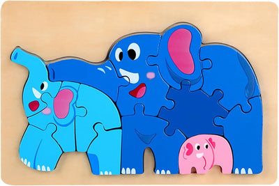 Fidtoy Puzzle 3D en bois d'animaux pour tout-petits, planche de puzzle d'association d'ours de dessin animé, jouet d'apprentissage pour la motricité fine et la reconnaissance des animaux