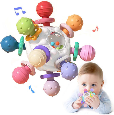 Hochet de dentition sensoriel Fidtoy pour bébé – Jouet sensoriel Montessori en silicone pour bébés de 0 à 12 mois