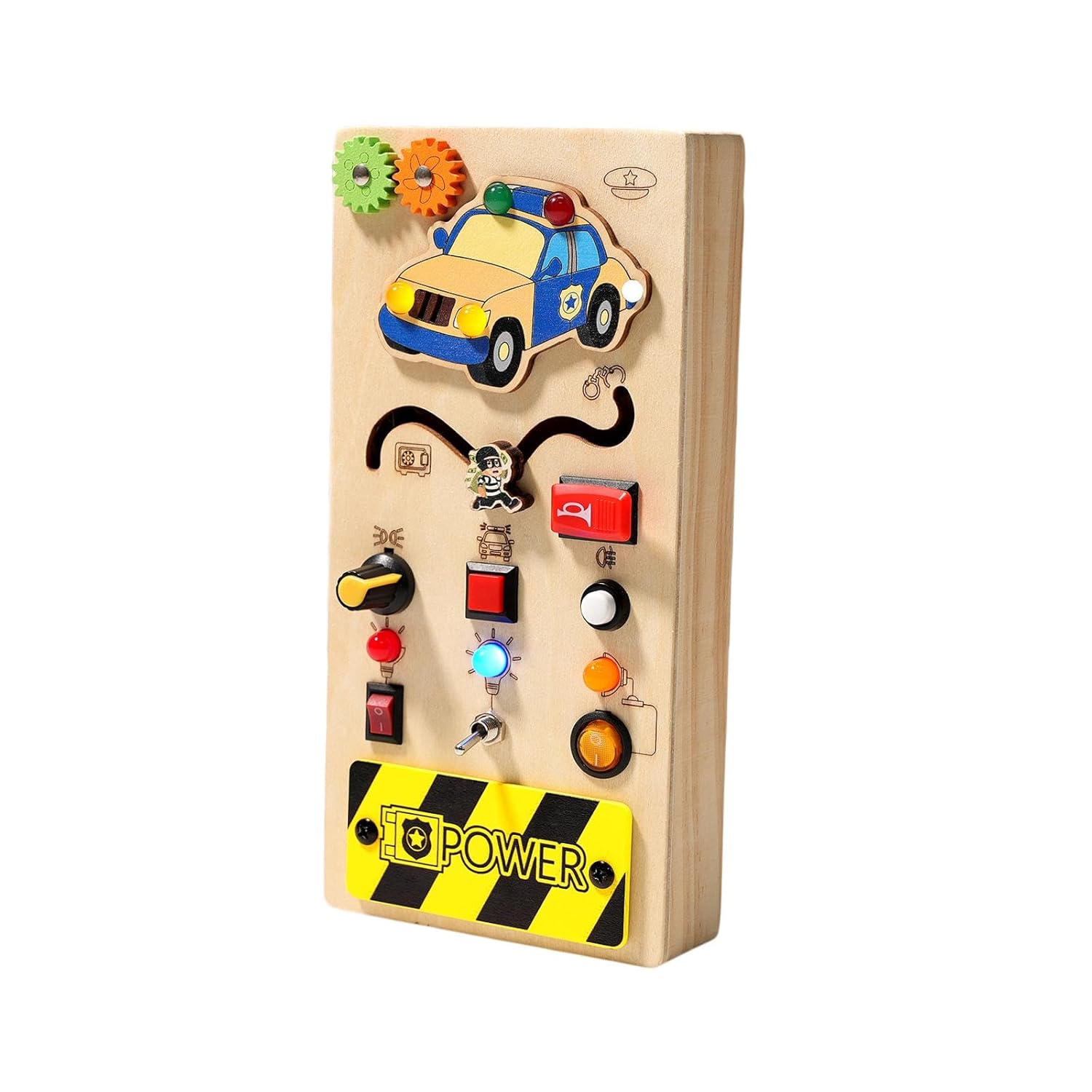 Fidtoy Montessori Busy Board with Light Switch Sensory Toy for Toddlers LED Switch Board Fine Motor Skills Learning Travel Quiet Toy Educational Gift