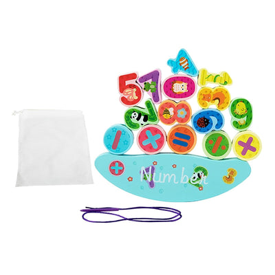 Fidtoy Wooden Balance Block and Lacing Set for Kids