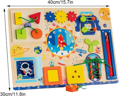 Libro Sensorial Montessori Fidtoy para Bebés, Tablero de Actividades Sensoriales con Cremalleras, Hebillas, Botones, Juguete de Aprendizaje, Habilidades Motoras Finas, Juguete Silencioso de Viaje, Regalo