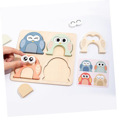 Fidtoy Animal Expression Puzzle Montessori Wooden Matching Puzzle Toy for Kids Emotional Learning Face Matching Fine Motor Skills Educational Gift