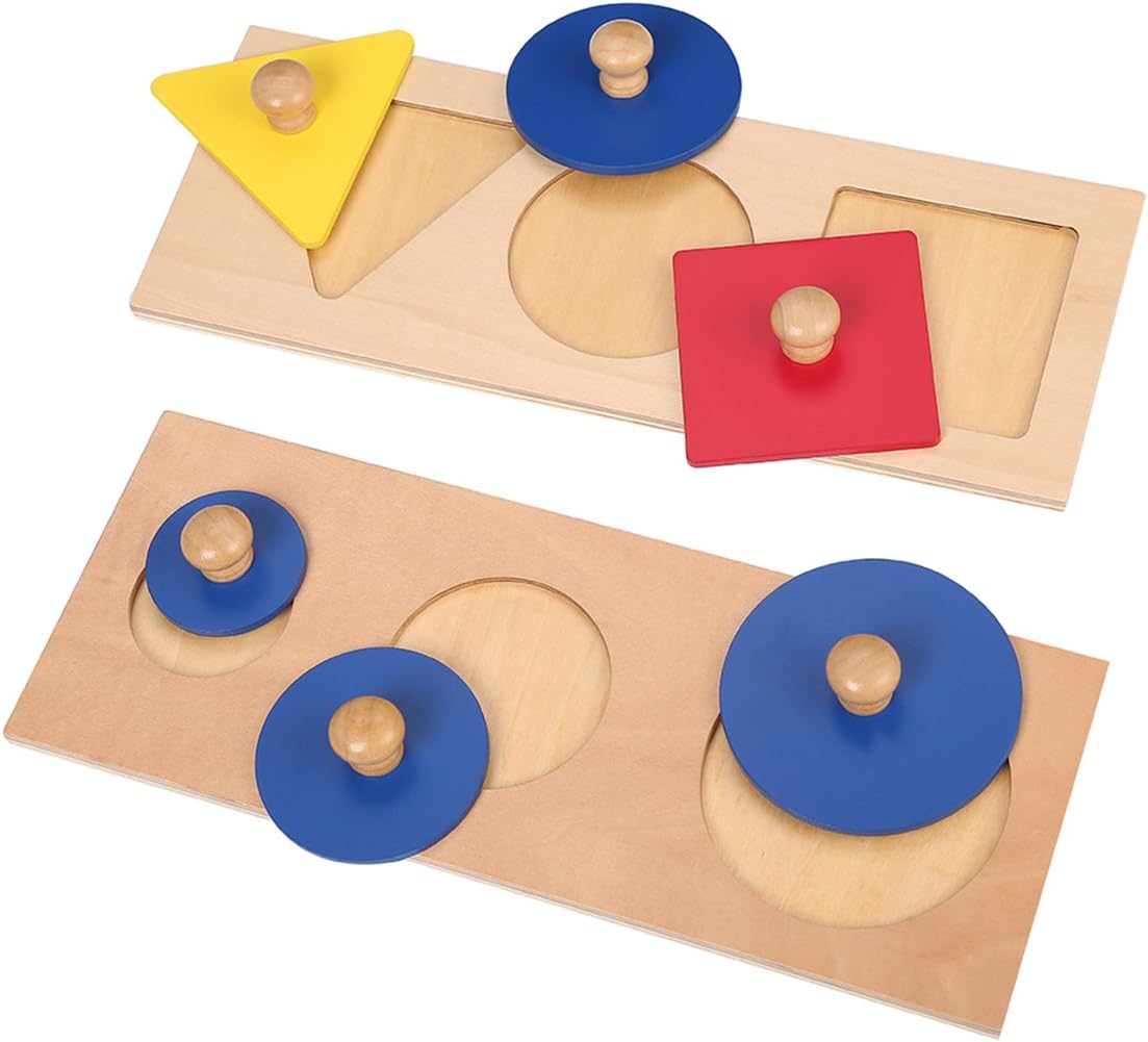 LEADER JOY Montessori Materials Geometric Insets Puzzles Toddler Preschool Toys